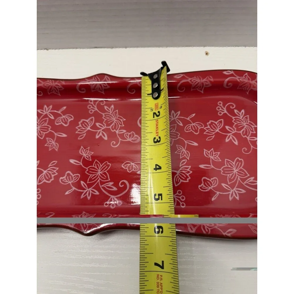 Temp-tation By Tara Presentable Ovenware Serving Plate Red Floral Lace